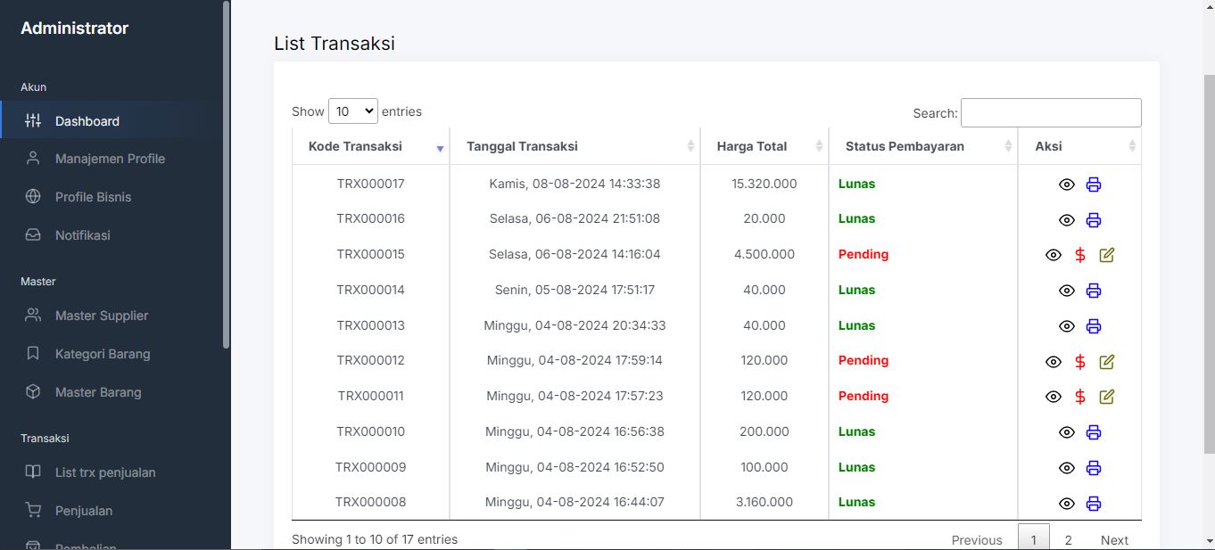 Sistem Informasi Point Of Sales (Kasir beserta dengan cetak kwitansi dan laporan)